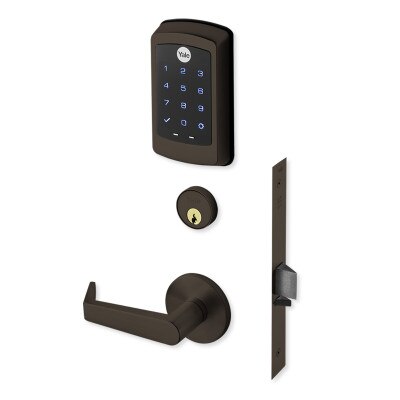 Yale nexTouch Mortise Lock Z-Wave Plus v2 Touchscreen Cylinder Override, Augusta Lever, Dark Oxidized Satin Bronze